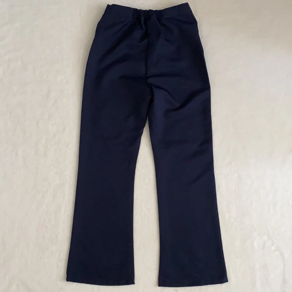 {VTG} Genuine School Uniform | Flat Front High Waist Wide Leg Pants Navy Blue 12